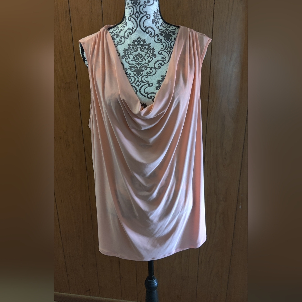 Sleeveless Cowl Neck Blouse in Soft Coral